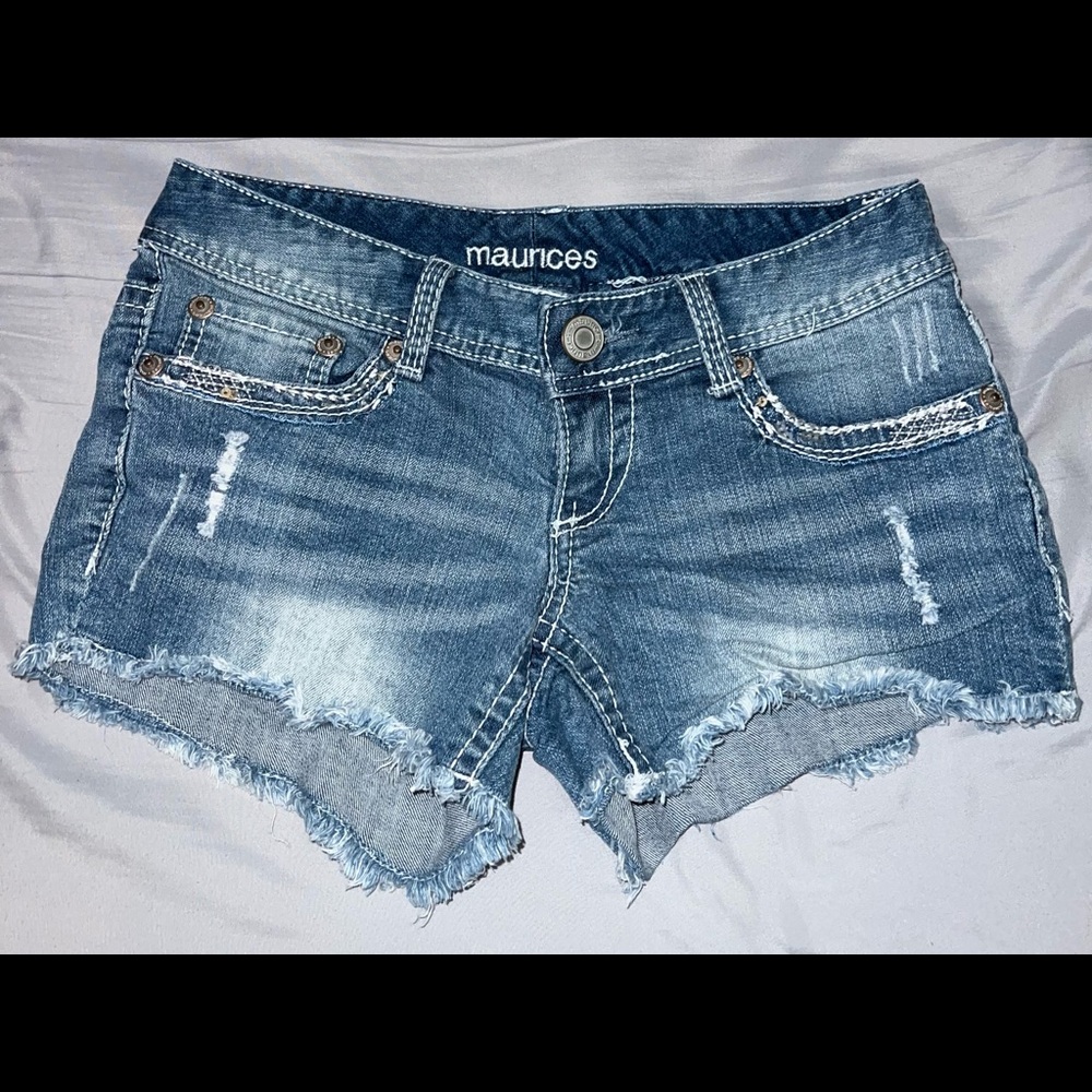 Maurice distressed denim shorts